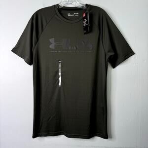 Under Armour Loose Fit Heatgear Logo Short Sleeve T-Shirt Olive Green Men's Sz S